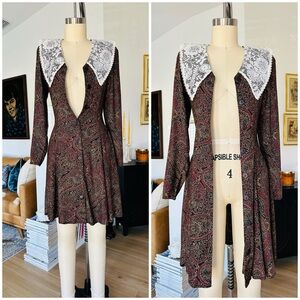 Vintage Jessica McClintock Fit and Flare Dress with Lace Collar